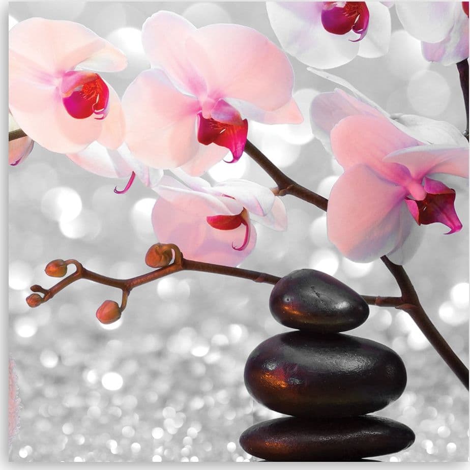 Quadro su tela, Pietre zen e un ramoscello di orchidea in Poster e stampe Collezione Casa - Trebisacce, commercioVirtuoso.it