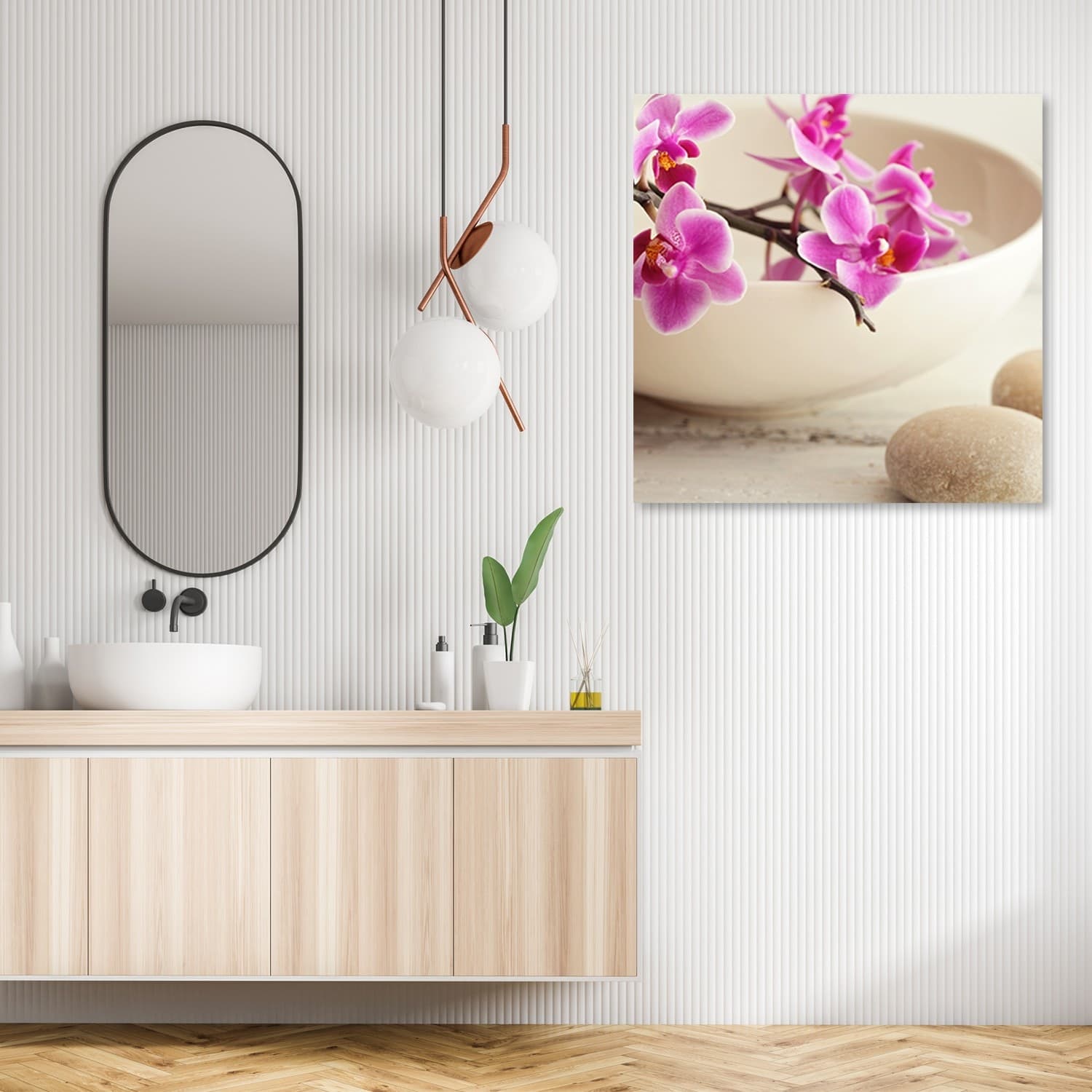 Quadro su tela, Orchidee rosa nel piatto in Poster e stampe Collezione Casa - Trebisacce, commercioVirtuoso.it