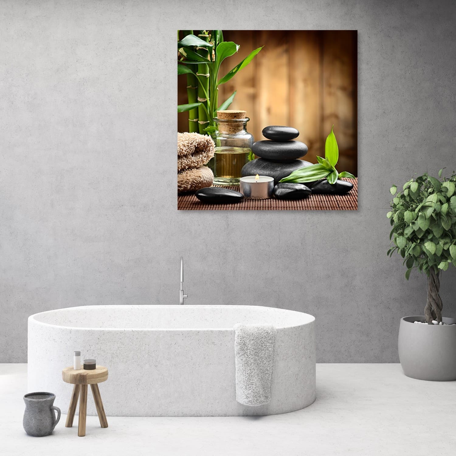 Quadro su tela, Composizione di zen da pietre nere e bambù in Poster e stampe Collezione Casa - Trebisacce, commercioVirtuoso.it
