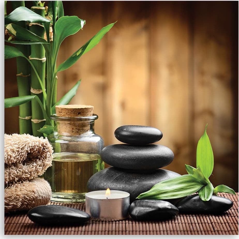 Quadro su tela, Composizione di zen da pietre nere e bambù in Poster e stampe Collezione Casa - Trebisacce, commercioVirtuoso.it