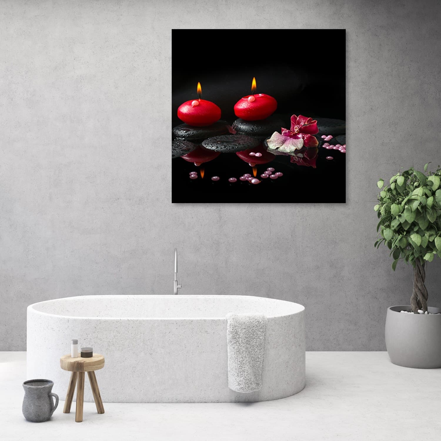 Quadro su tela, Candele rosse Zen pietre in Poster e stampe Collezione Casa - Trebisacce, commercioVirtuoso.it