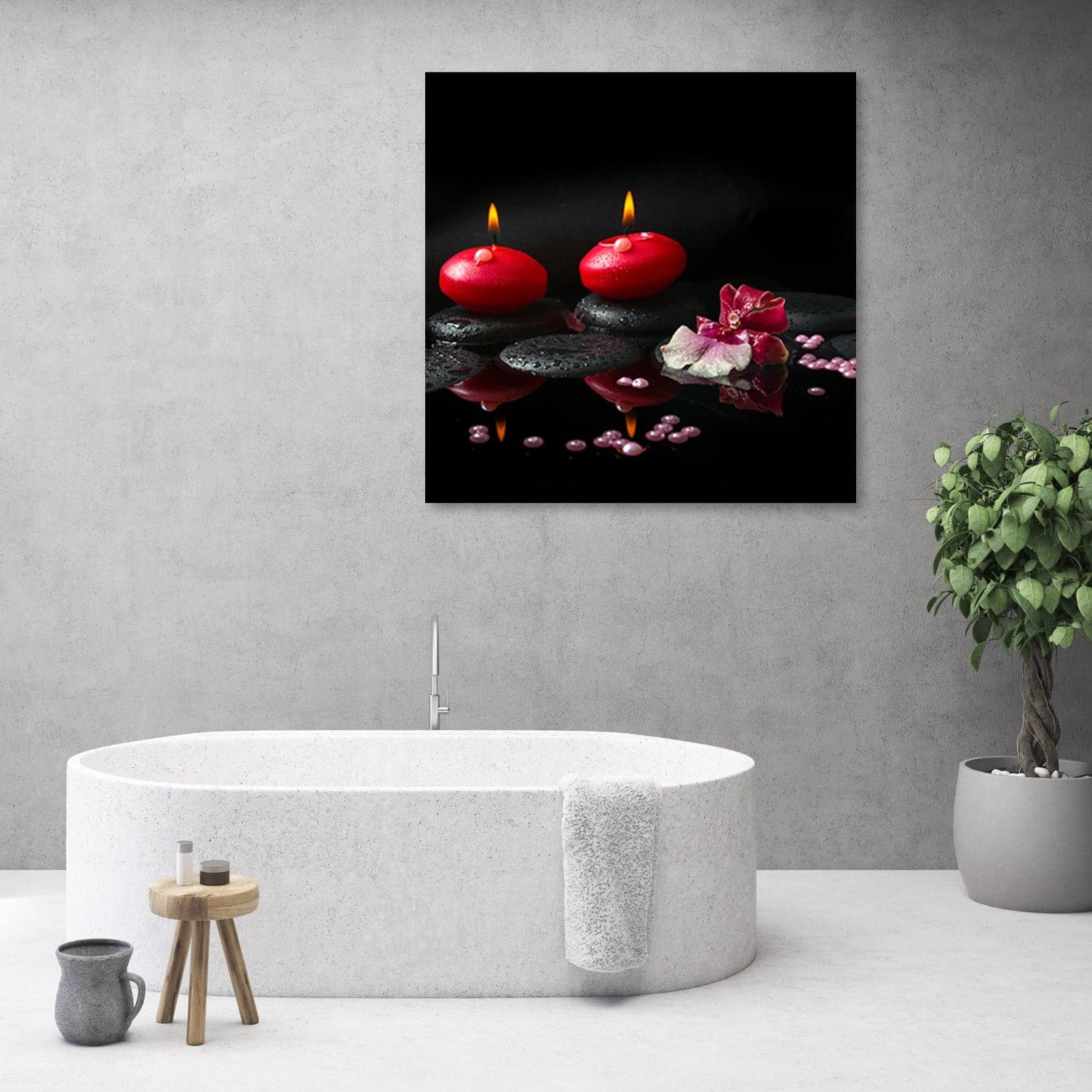 Quadro su tela, Candele rosse Zen pietre in Poster e stampe Collezione Casa - Trebisacce, commercioVirtuoso.it