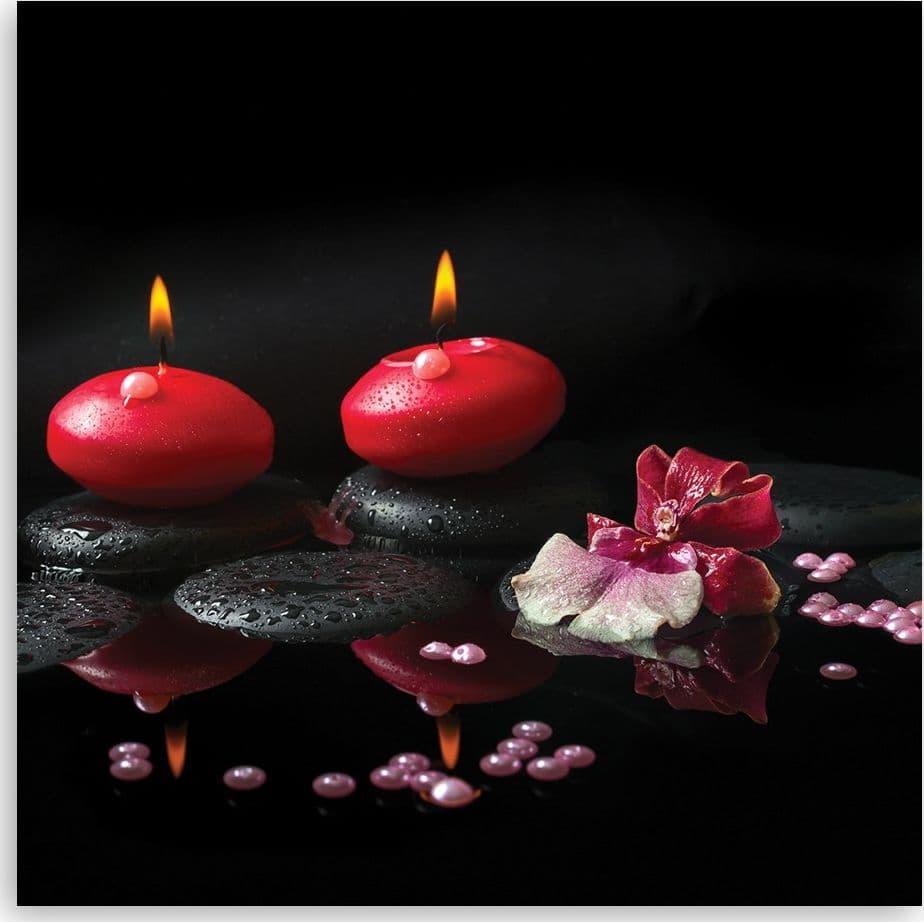 Quadro su tela, Candele rosse Zen pietre in Poster e stampe Collezione Casa - Trebisacce, commercioVirtuoso.it