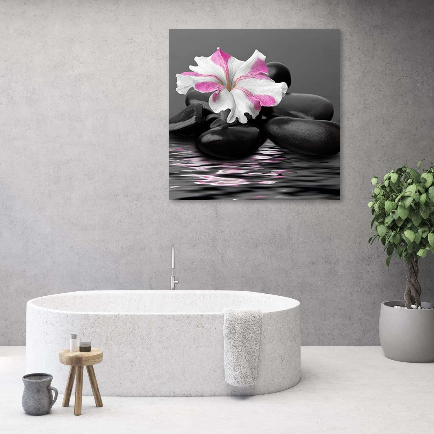 Quadro su tela, Stones Pink Flower Zen in Poster e stampe Collezione Casa - Trebisacce, commercioVirtuoso.it