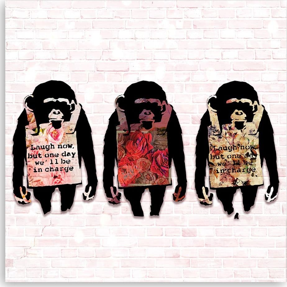 Quadro su tela, Banksy ride le scimmie in Poster e stampe Collezione Casa - Trebisacce, commercioVirtuoso.it