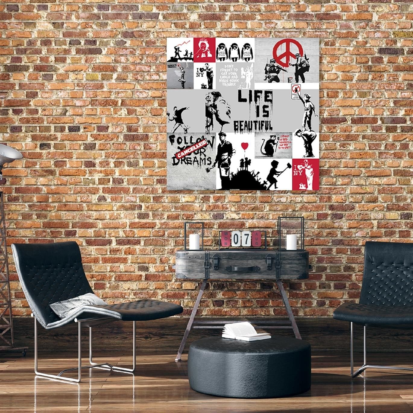 Quadro su tela, Graffiti di composizione di Banksy in Poster e stampe Collezione Casa - Trebisacce, commercioVirtuoso.it