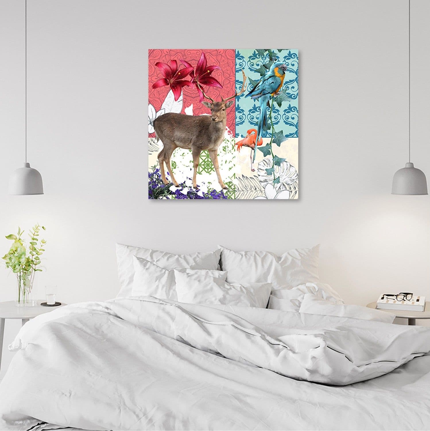 Quadro su tela, Collage fiammeggiante Jeleń Papuga in Poster e stampe Collezione Casa - Trebisacce, commercioVirtuoso.it
