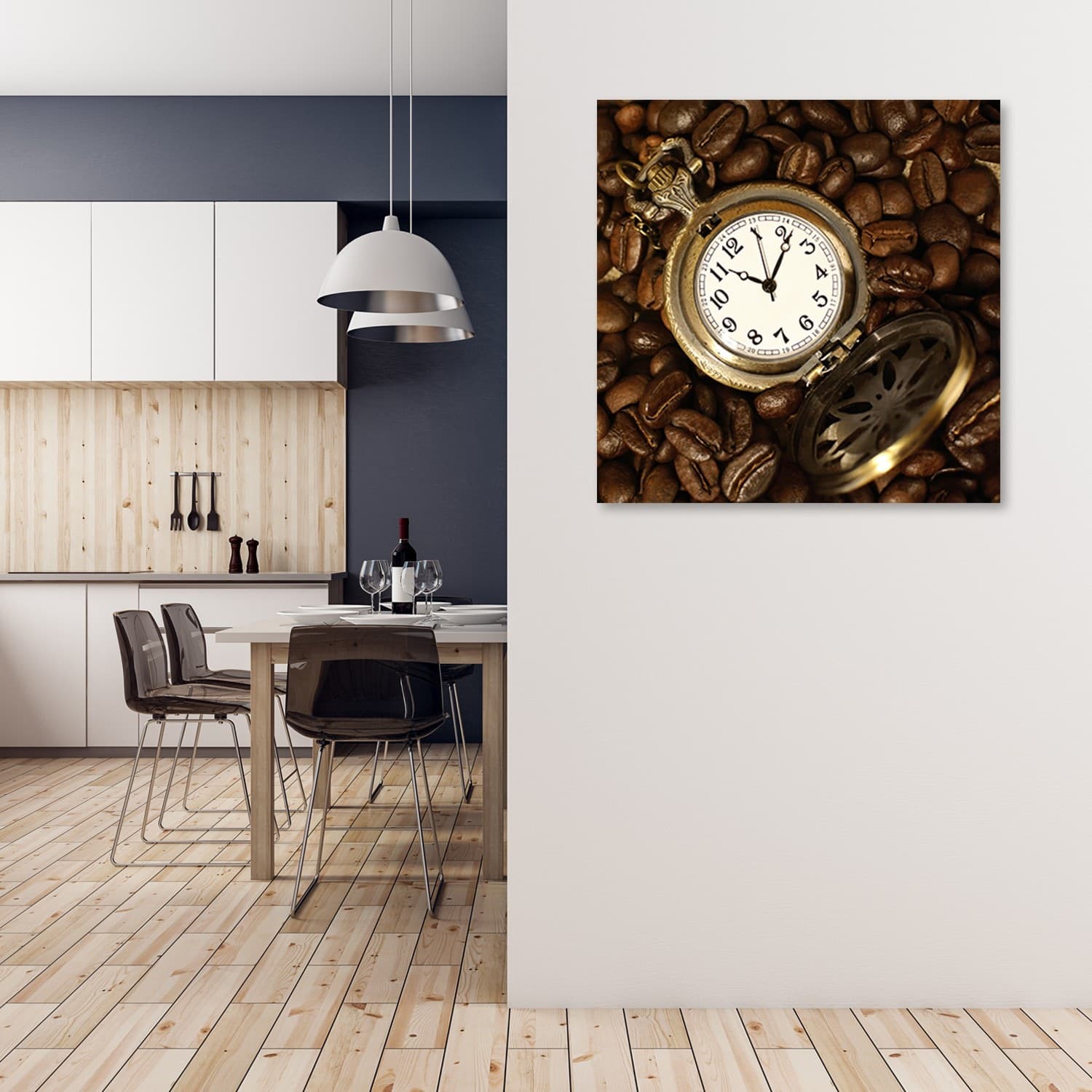 Quadro su tela, Guarda e chicchi di caffè in Poster e stampe Collezione Casa - Trebisacce, commercioVirtuoso.it