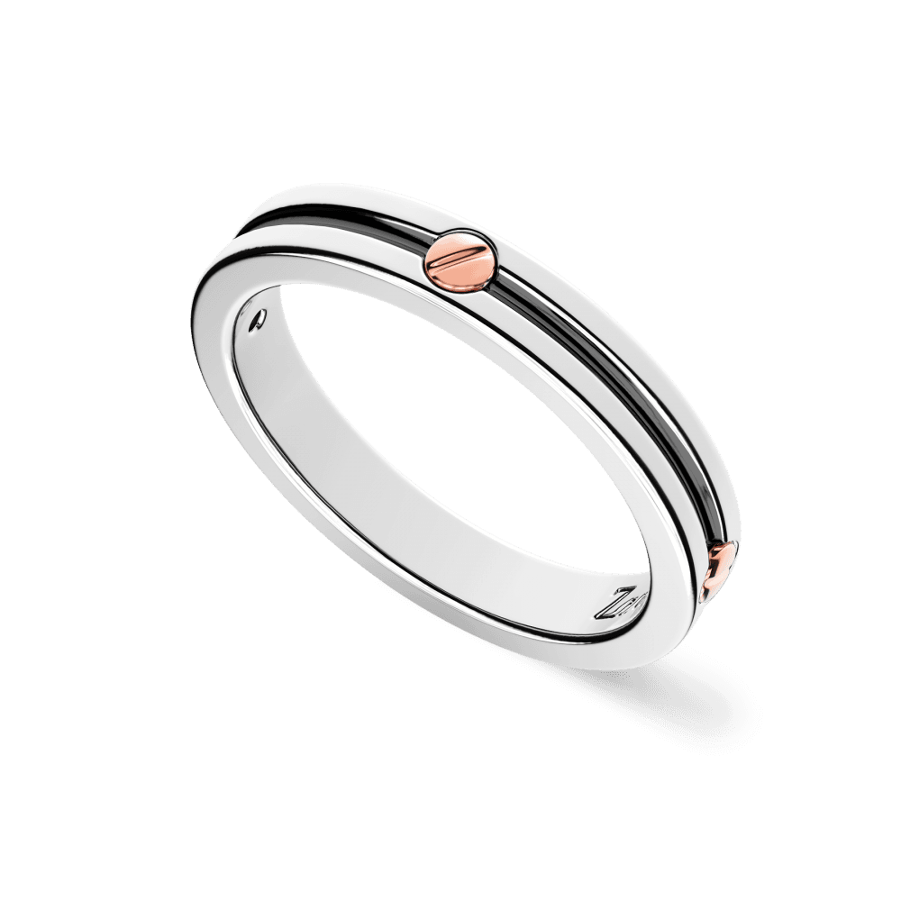 Zancan Anello a fede Zancan in argento con vite in oro rosa. in Anelli Alba Gioielli - Casoria, commercioVirtuoso.it