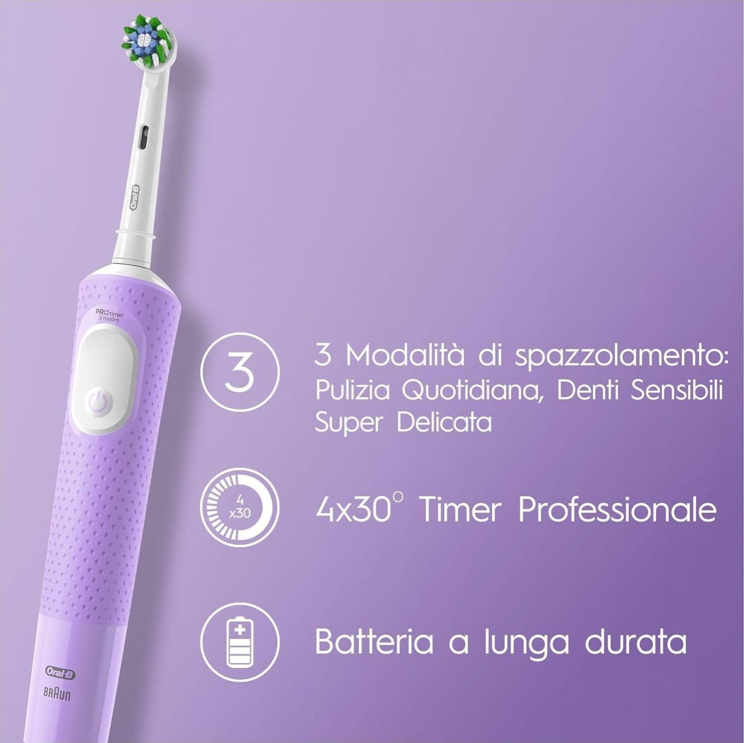 SPAZZOLINO ELETTRICO ORAL-B VITALITY PRO VIOLA in Spazzolini a tecnologia sonica Ecoprice.it - Avellino, commercioVirtuoso.it