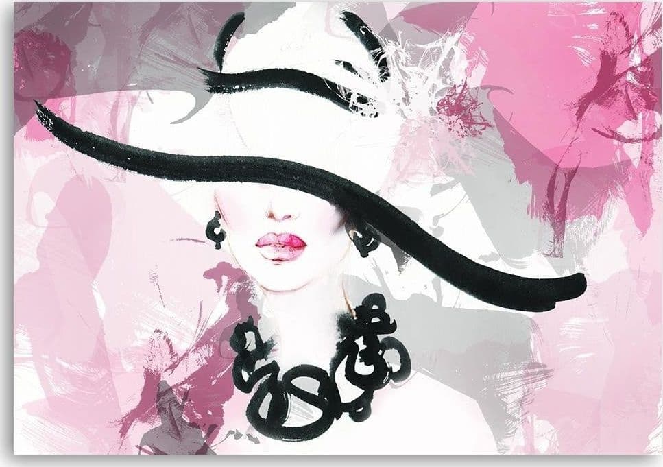 Quadro su tela, Donna con cappello rosa in Poster e stampe Collezione Casa - Trebisacce, commercioVirtuoso.it