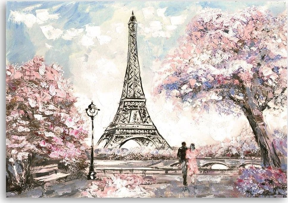 Quadro su tela, Torre Eiffel di Parigi rosa come dipinto in Poster e stampe Collezione Casa - Trebisacce, commercioVirtuoso.it