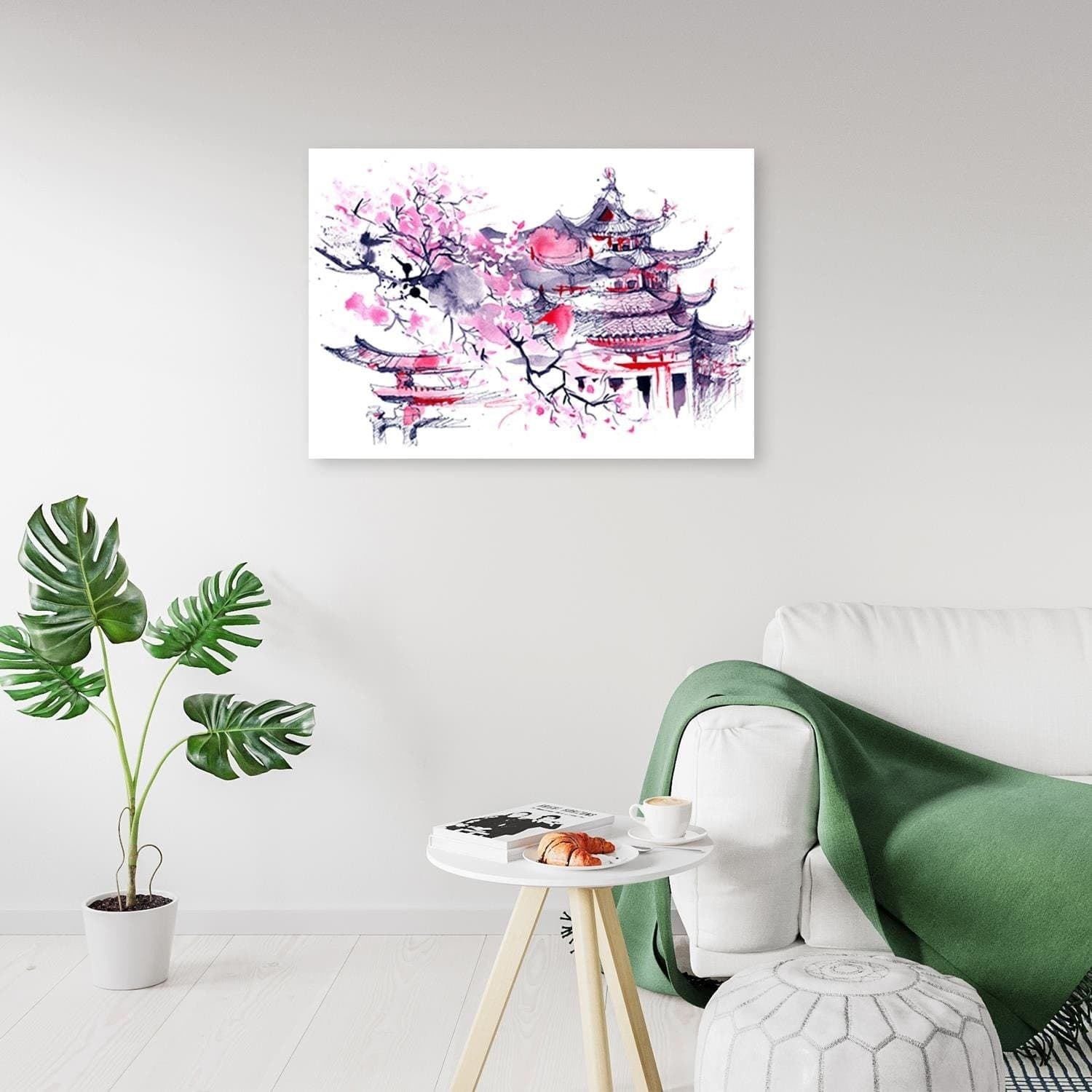 Quadro su tela, Pagoda Ciliegio Giappone dipinto in Poster e stampe Collezione Casa - Trebisacce, commercioVirtuoso.it