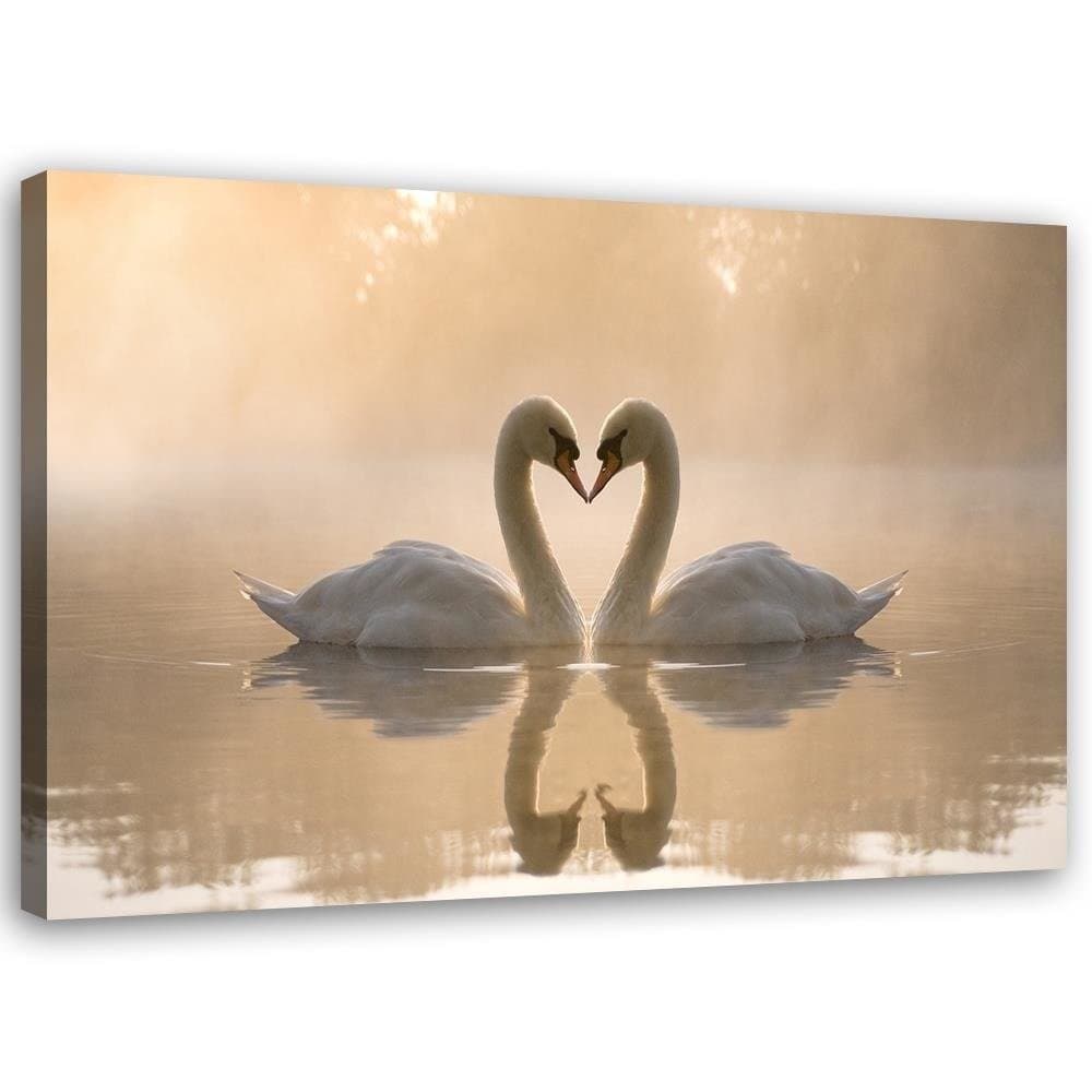 Quadro su tela, Cigni in amore nel mare in Poster e stampe Collezione Casa - Trebisacce, commercioVirtuoso.it