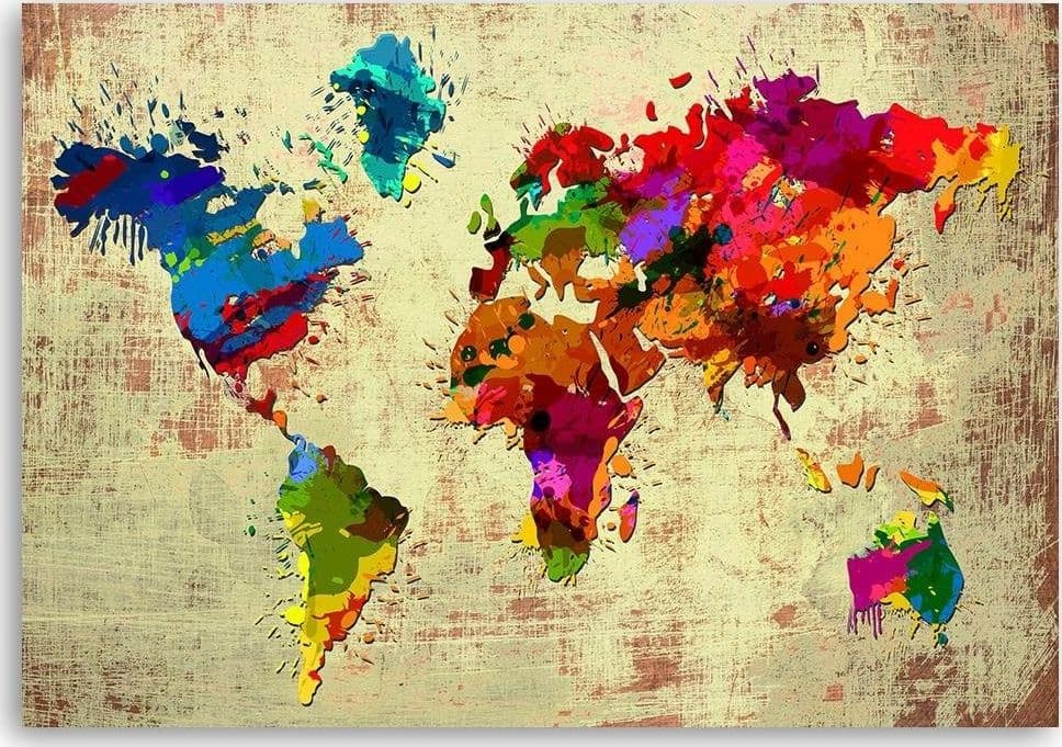 Quadro su tela, Mappa del mondo multicolore in Poster e stampe Collezione Casa - Trebisacce, commercioVirtuoso.it