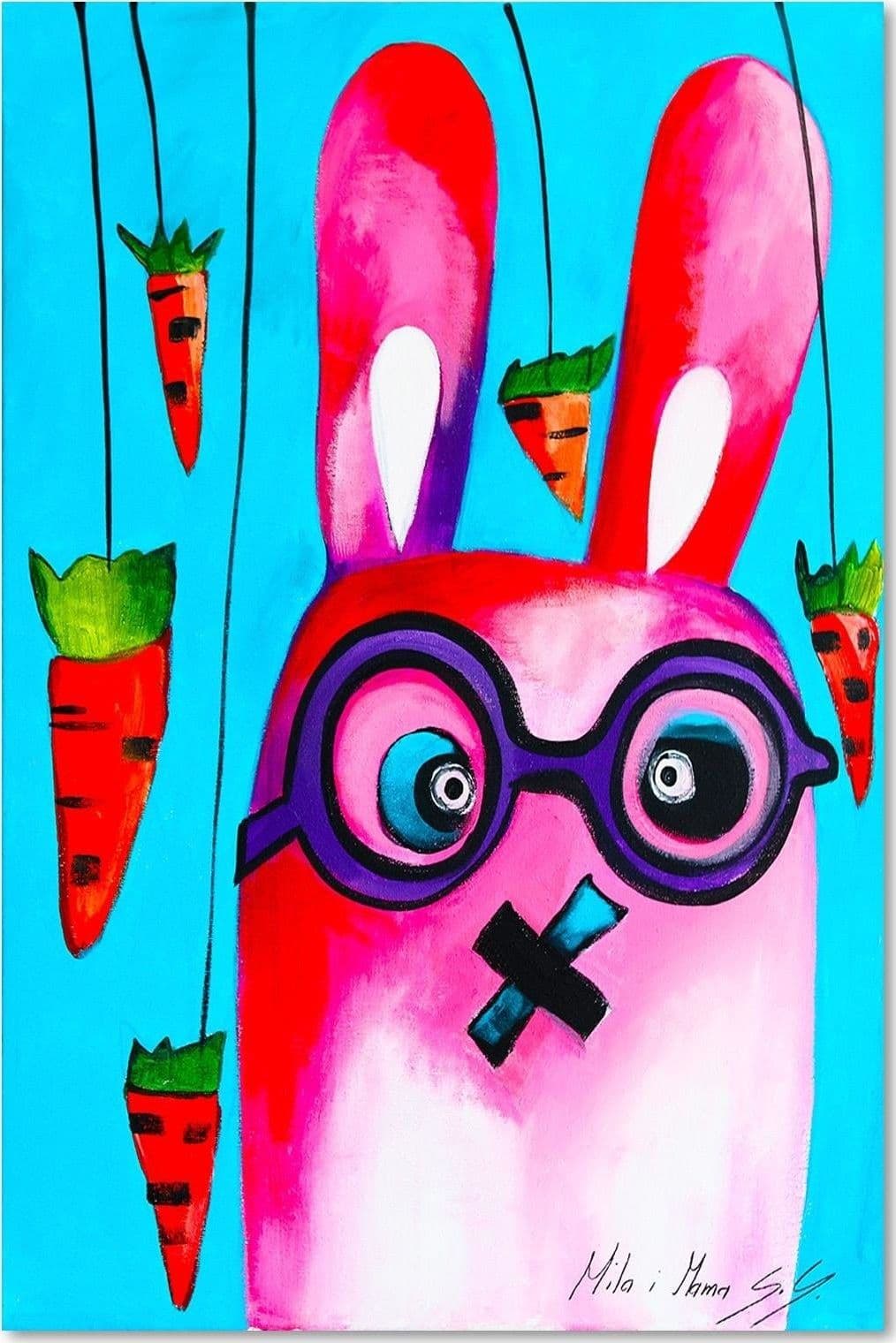 Quadro su tela, Coniglio colorato con occhiali in Poster e stampe Collezione Casa - Trebisacce, commercioVirtuoso.it
