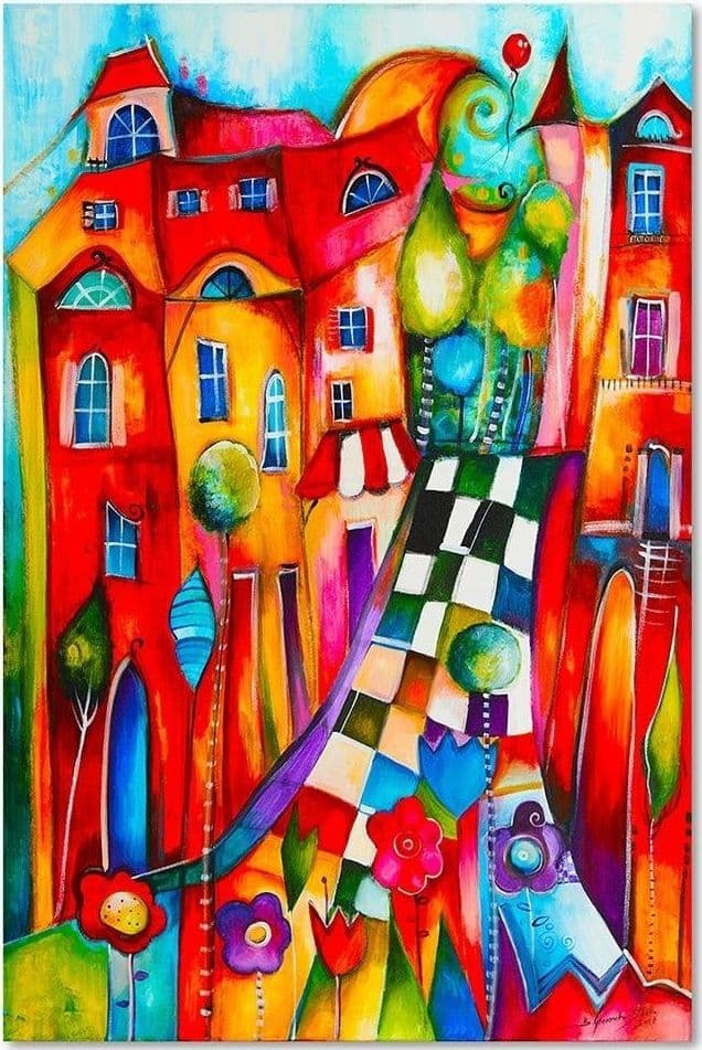 Quadro su tela, Astratto città colorata in Poster e stampe Collezione Casa - Trebisacce, commercioVirtuoso.it