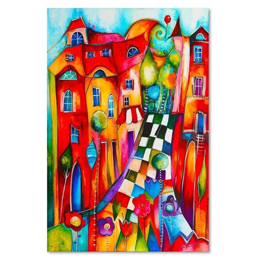 Quadro su tela, Astratto città colorata in Poster e stampe Collezione Casa - Trebisacce, commercioVirtuoso.it