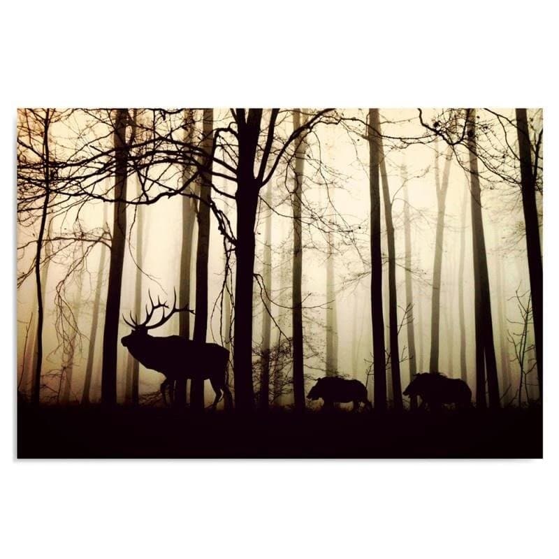 Quadro su tela, Cervi nella foresta Nebbia Marrone in Poster e stampe Collezione Casa - Trebisacce, commercioVirtuoso.it