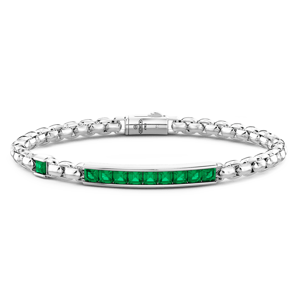 Zancan  Bracciale in argento con targa centrale e pietre naturali.