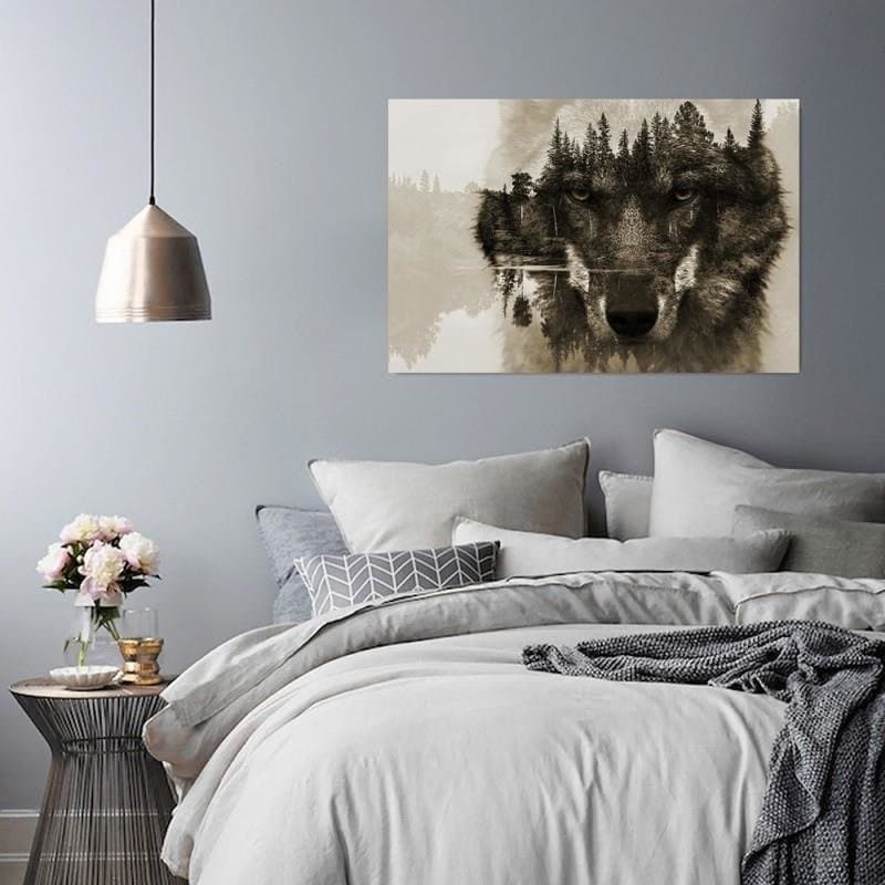 Quadro su tela, Lupo Foresta Animali Natura in Poster e stampe Collezione Casa - Trebisacce, commercioVirtuoso.it