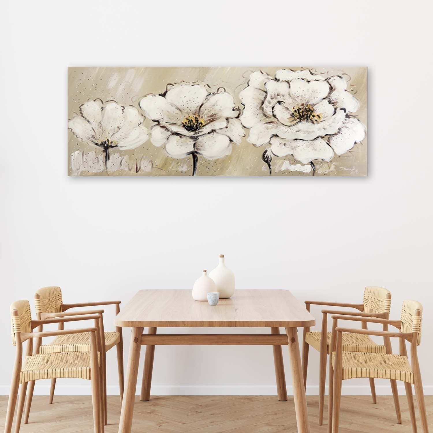 Quadro su tela, Fiori beige dipinti in Poster e stampe Collezione Casa - Trebisacce, commercioVirtuoso.it