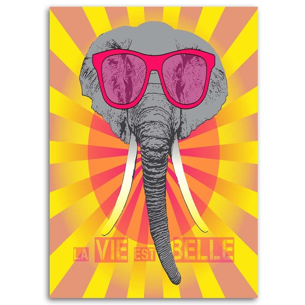 Quadro su tela, Elefante colorato con occhiali in Poster e stampe Collezione Casa - Trebisacce, commercioVirtuoso.it