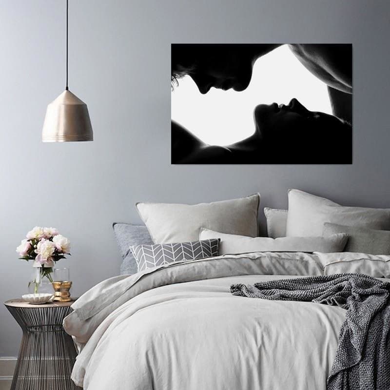Quadro su tela, Bacio coppia bianco nero in Poster e stampe Collezione Casa - Trebisacce, commercioVirtuoso.it