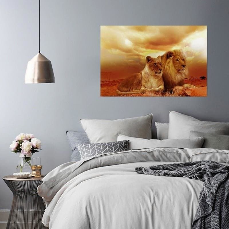 Quadro su tela, Leoni Animali Africa Marrone in Poster e stampe Collezione Casa - Trebisacce, commercioVirtuoso.it