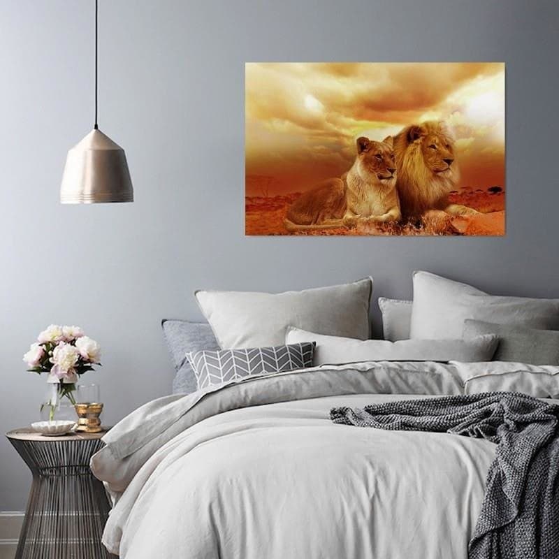 Quadro su tela, Leoni Animali Africa Marrone in Poster e stampe Collezione Casa - Trebisacce, commercioVirtuoso.it
