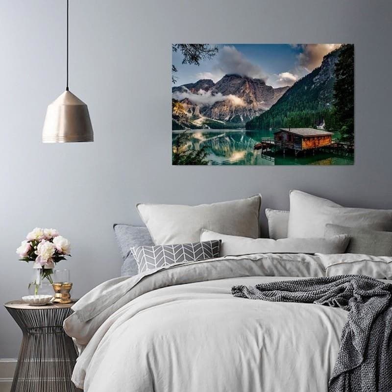 Quadro su tela, Montagne Casa Lago Natura in Poster e stampe Collezione Casa - Trebisacce, commercioVirtuoso.it
