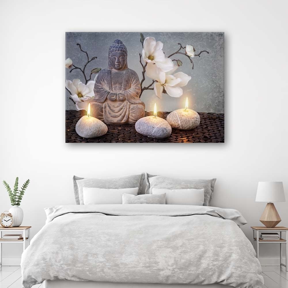 Quadro su tela, Pietra di fiori grigi di Buddha in Poster e stampe Collezione Casa - Trebisacce, commercioVirtuoso.it