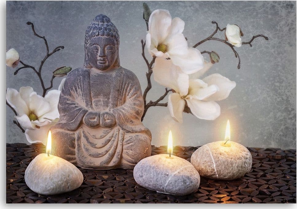 Quadro su tela, Pietra di fiori grigi di Buddha in Poster e stampe Collezione Casa - Trebisacce, commercioVirtuoso.it