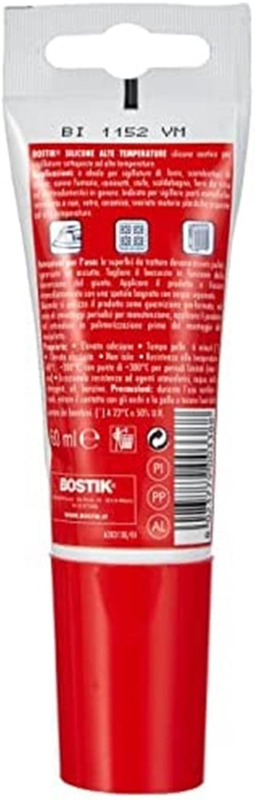 BOSTIK SILICONE ALTE TEMPERATURE ROSSO da -60°C a +200°C, -- FER 386388 in prodotto EuroStore07 - Alatri, commercioVirtuoso.it