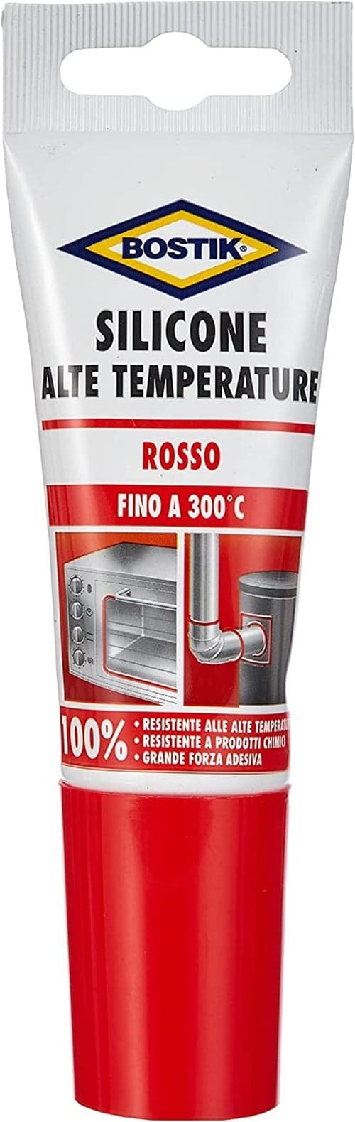 BOSTIK SILICONE ALTE TEMPERATURE ROSSO da -60°C a +200°C, -- FER 386388 in prodotto EuroStore07 - Alatri, commercioVirtuoso.it