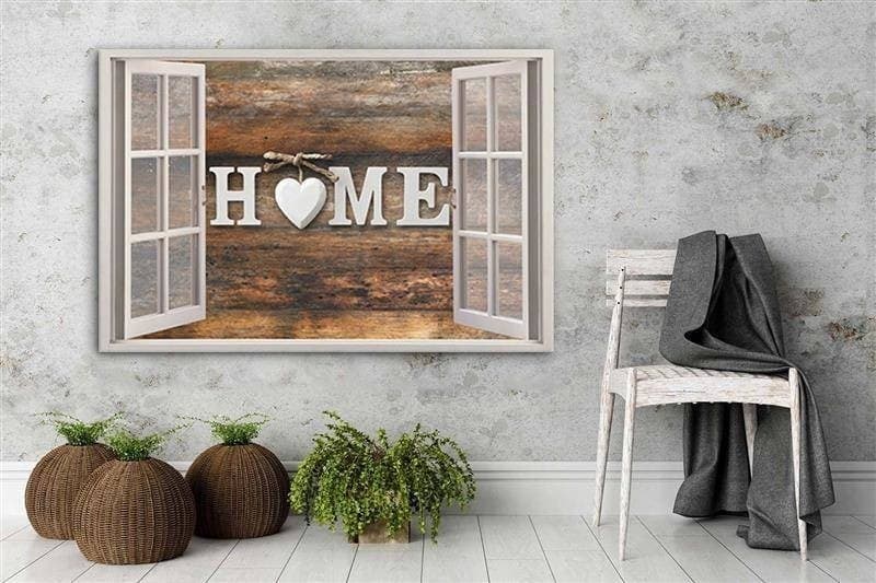 Quadro su tela, Finestra Vista Legno Casa Cuore in Poster e stampe Collezione Casa - Trebisacce, commercioVirtuoso.it