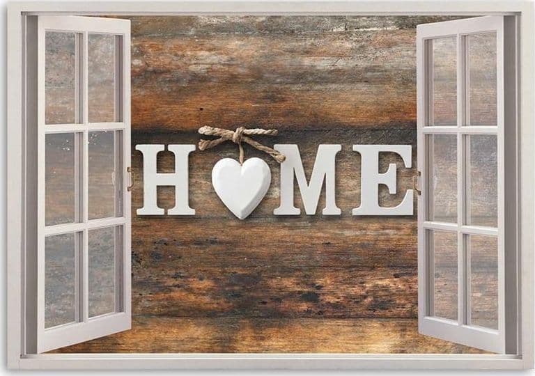 Quadro su tela, Finestra Vista Legno Casa Cuore in Poster e stampe Collezione Casa - Trebisacce, commercioVirtuoso.it