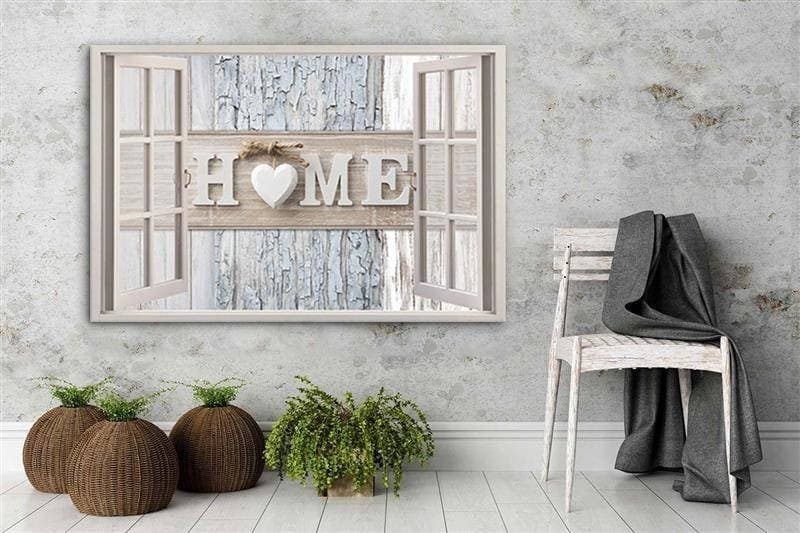 Quadro su tela, Finestra Vista Casa Cuore in Poster e stampe Collezione Casa - Trebisacce, commercioVirtuoso.it