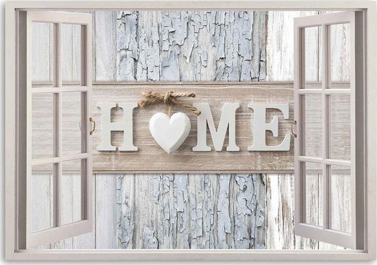 Quadro su tela, Finestra Vista Casa Cuore in Poster e stampe Collezione Casa - Trebisacce, commercioVirtuoso.it