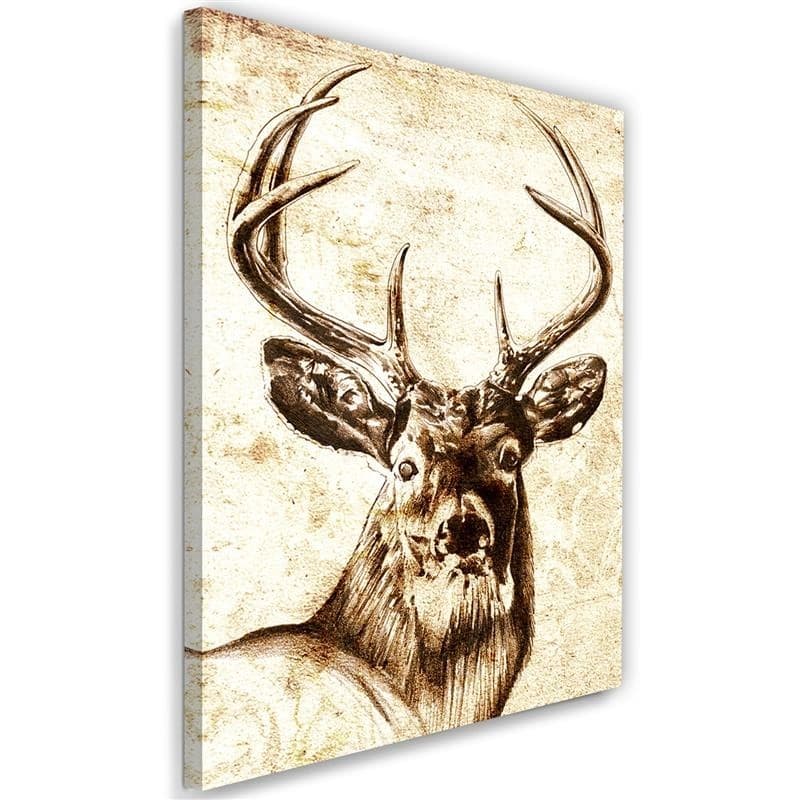 Quadro su tela, Animali Cervo Vintage Beige in Poster e stampe Collezione Casa - Trebisacce, commercioVirtuoso.it
