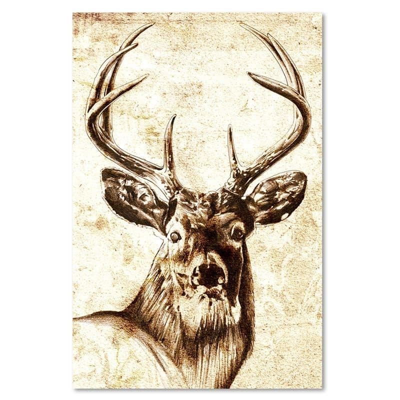 Quadro su tela, Animali Cervo Vintage Beige in Poster e stampe Collezione Casa - Trebisacce, commercioVirtuoso.it