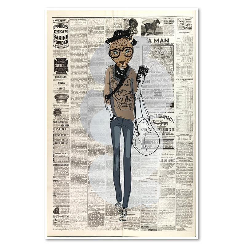 Quadro su tela, Giornale leopardo hipster in Poster e stampe Collezione Casa - Trebisacce, commercioVirtuoso.it