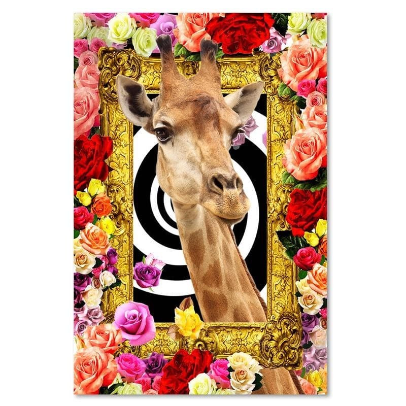 Quadro su tela, Giraffa fiori colorati in Poster e stampe Collezione Casa - Trebisacce, commercioVirtuoso.it
