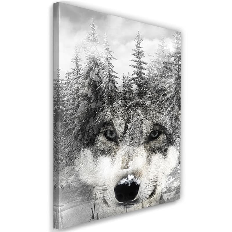 Quadro su tela, Lupo della foresta bianco e nero in Poster e stampe Collezione Casa - Trebisacce, commercioVirtuoso.it