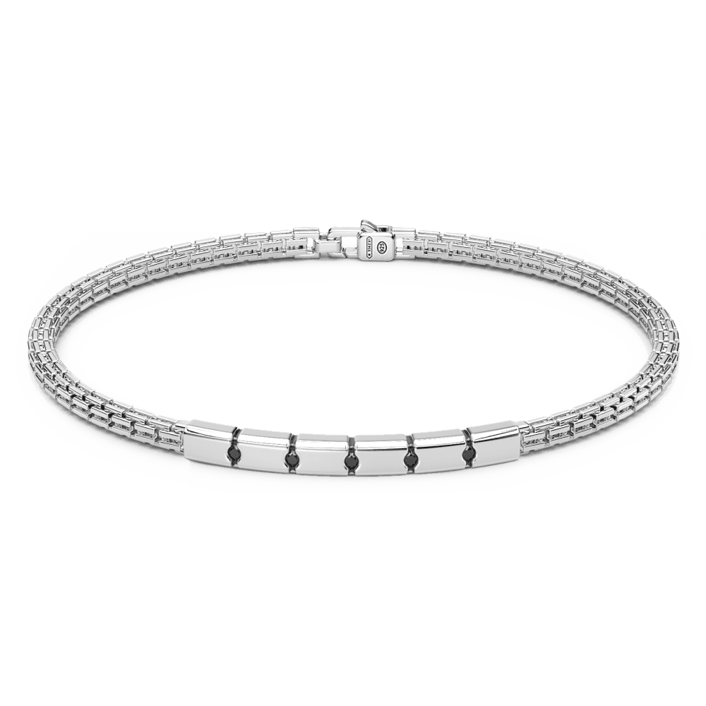Zancan Bracciale Zancan in argento con targa e pietre nere. in Bracciali Alba Gioielli - Casoria, commercioVirtuoso.it