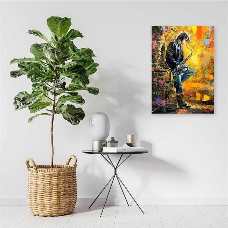 Quadro su tela, Musicista con sassofono multicolore in Poster e stampe Collezione Casa - Trebisacce, commercioVirtuoso.it