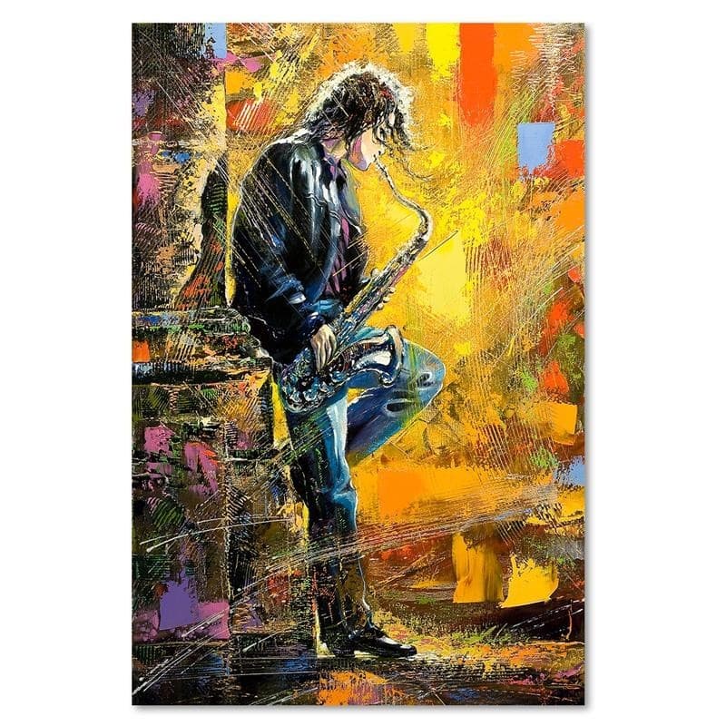 Quadro su tela, Musicista con sassofono multicolore in Poster e stampe Collezione Casa - Trebisacce, commercioVirtuoso.it