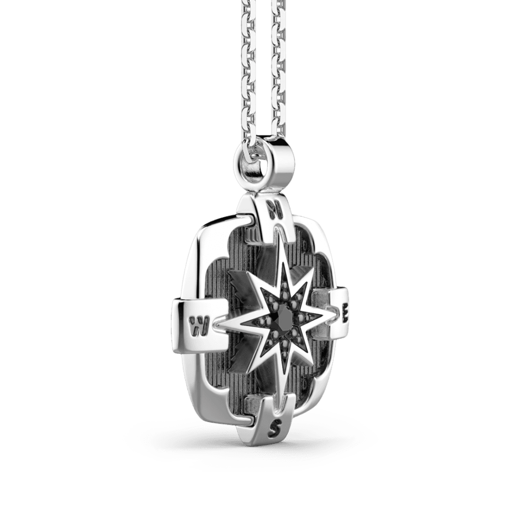 Zancan Collana in argento, pendente a rosa dei venti con pietra nera in Collane Alba Gioielli - Casoria, commercioVirtuoso.it