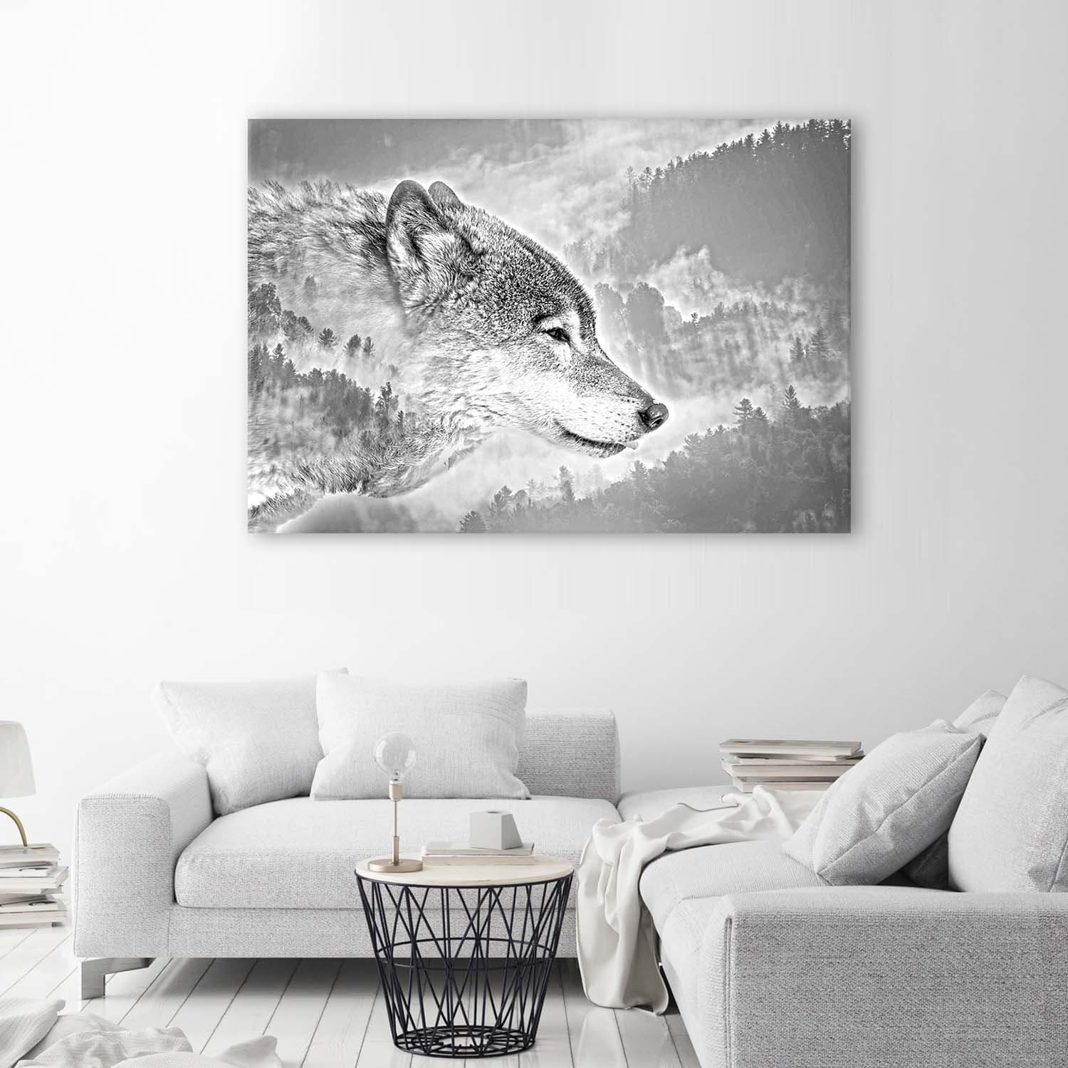 Quadro su tela, Lupo animale nebbia foresta natura in Poster e stampe Collezione Casa - Trebisacce, commercioVirtuoso.it