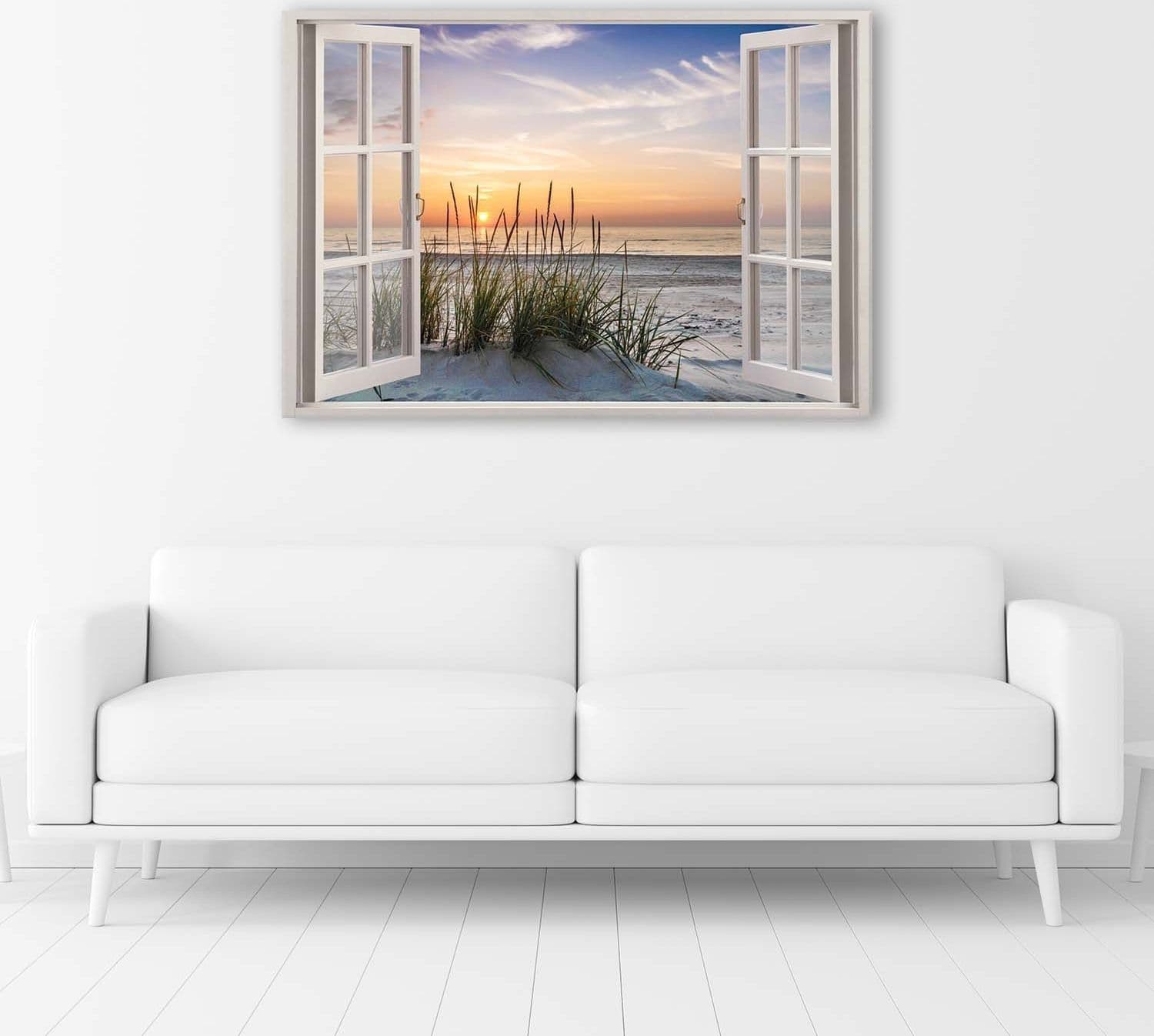 Quadro su tela, Vista dalla finestra sulla spiaggia in Poster e stampe Collezione Casa - Trebisacce, commercioVirtuoso.it